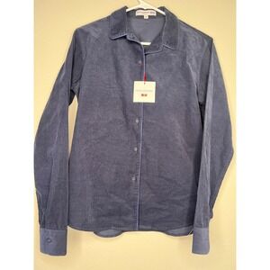 Uniqlo Ines de la Fressange Navy Blue Corduroy Long Sleeve Shirt 231-180192 M